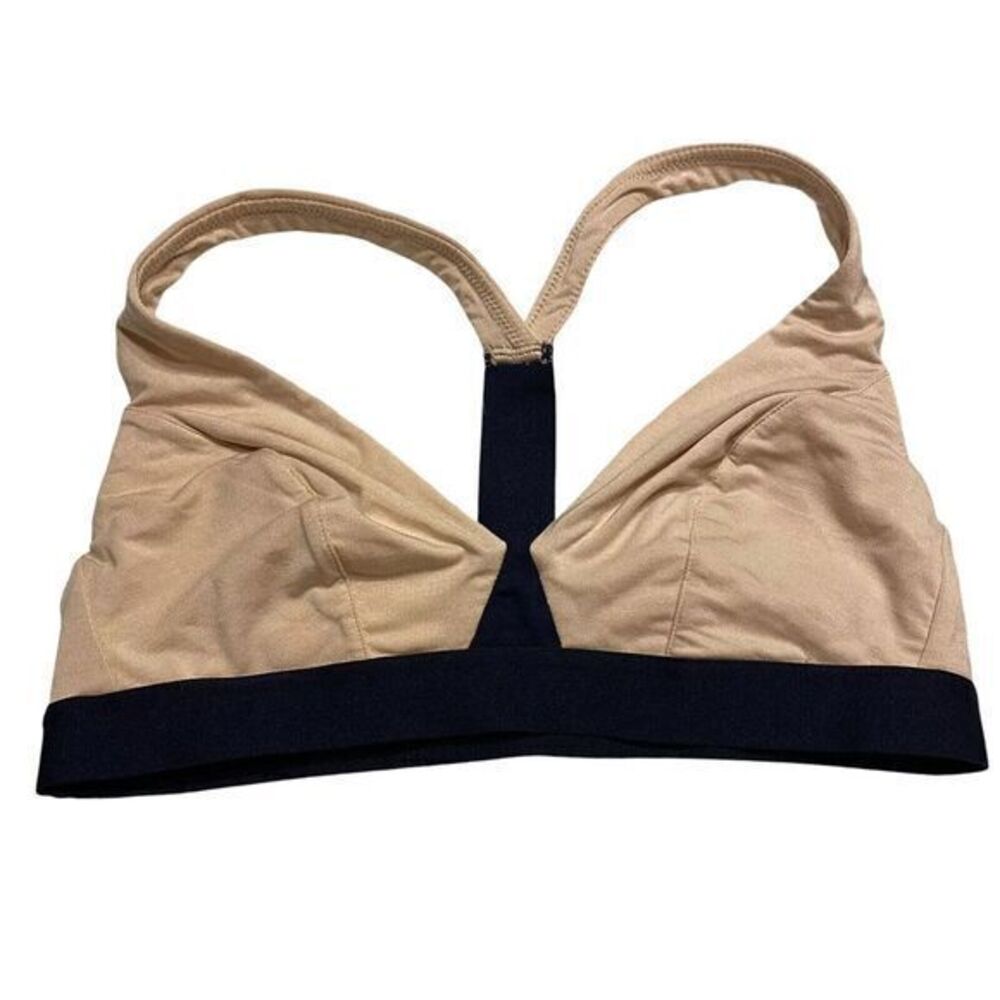 Lively Bralette Womens Size Large Nude Tan Blue Wireless Racerback‎ Unlined Soft